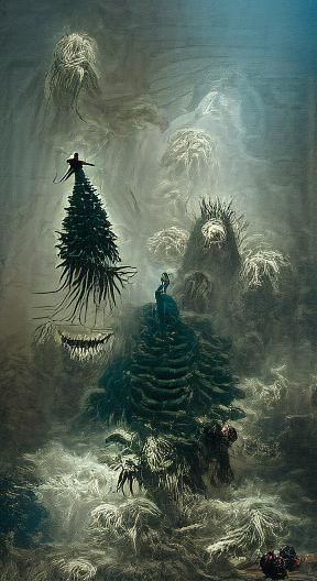 Sinister Christmas Tree in Gothic Horror Style