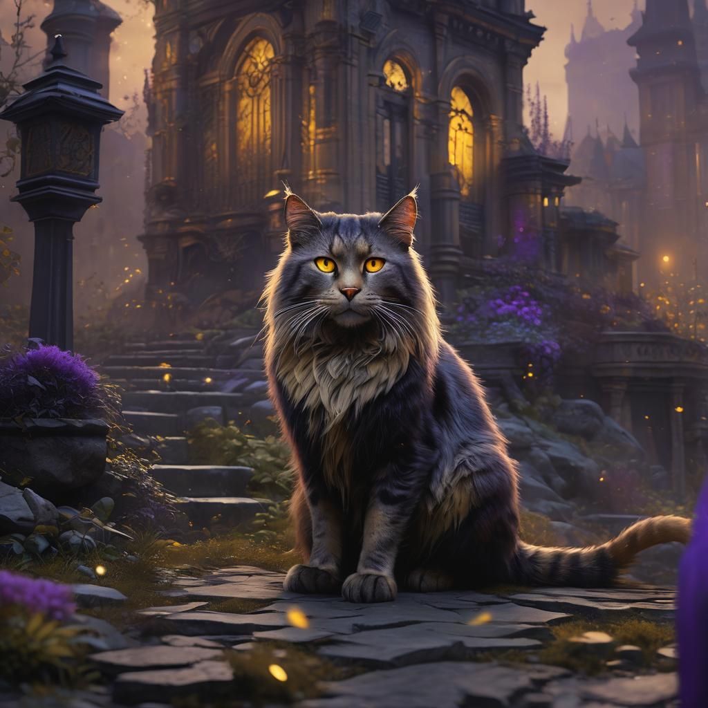 Mythical Cat Guardian: Dark Fantasy Concept Art