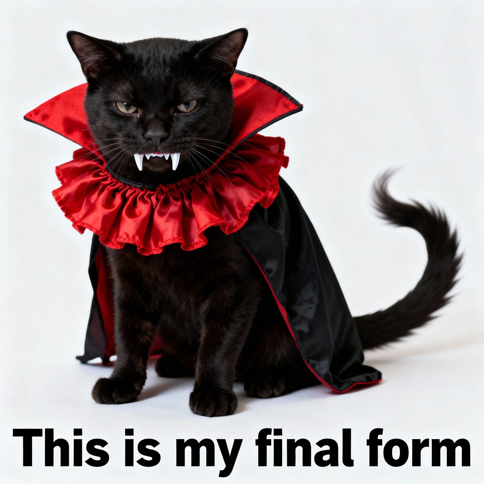 Grumpy Cat in Dracula Costume Halloween Meme