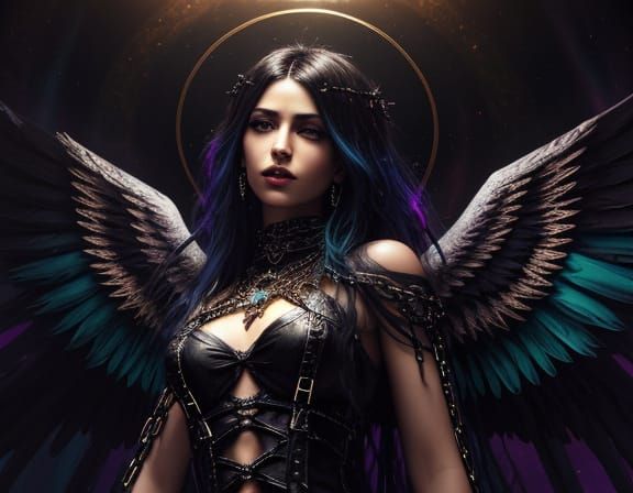 Angel in Chains, Psychedelic Grunge Oil Painting