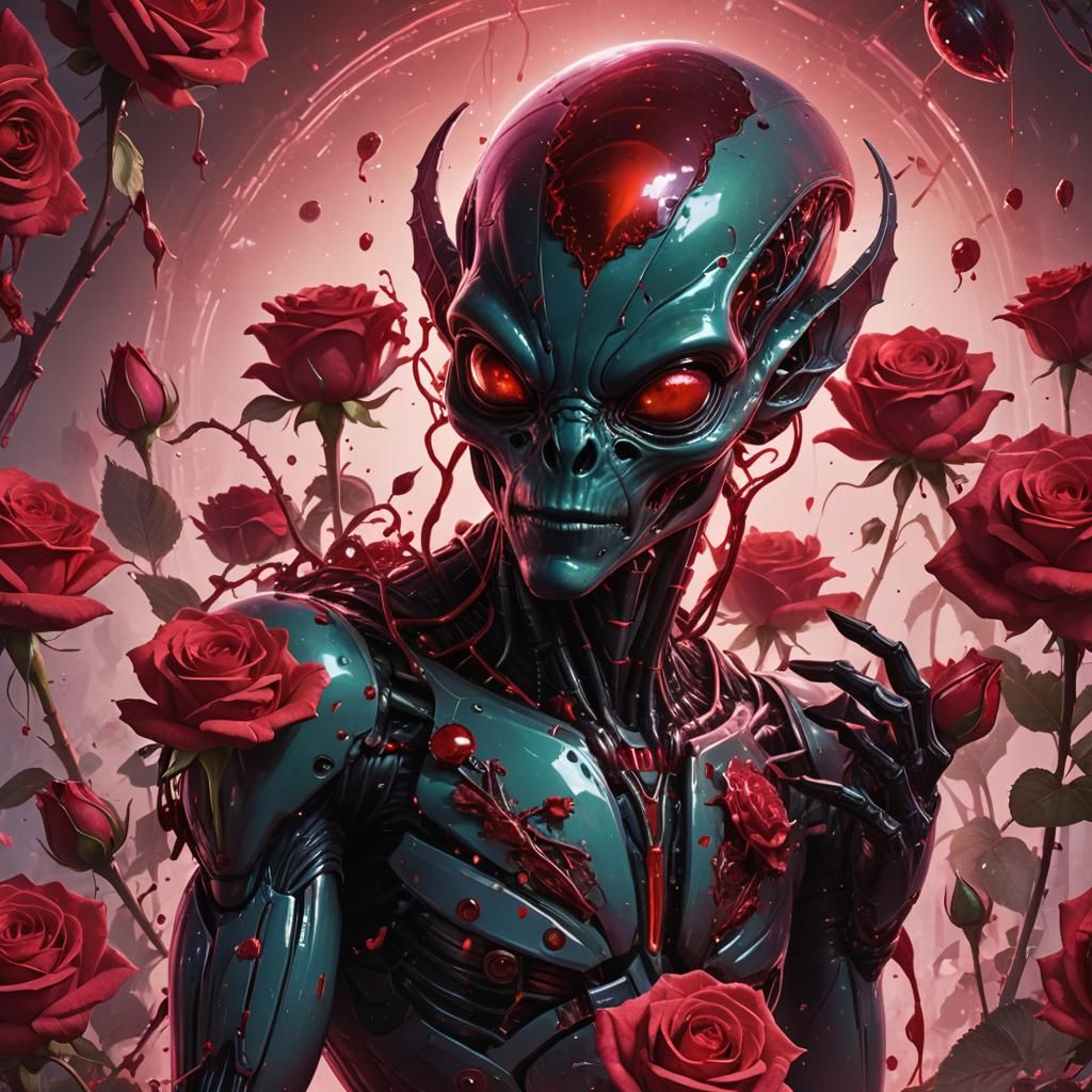 Alien Holding Glowing Vial in Sci-Fi Concept Art