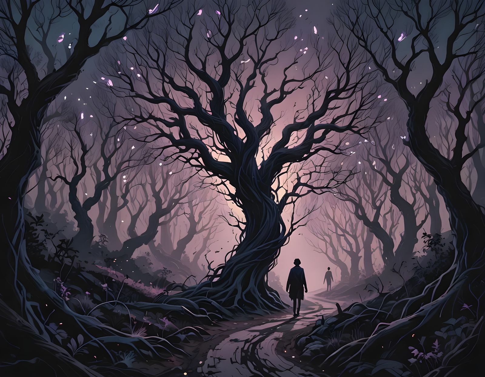 Dark and Scary Moonless Night in Woods