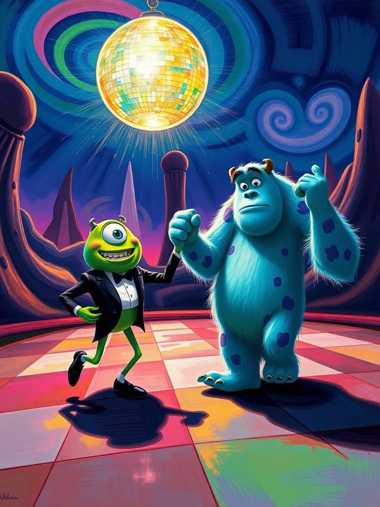 Mike and Sulley at Monsters University Prom, Surreal Paintin...