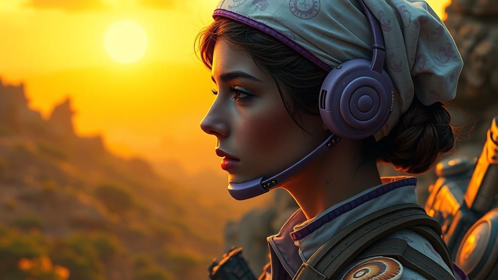 Ethereal War Nurse in Golden Hour Rococo Style