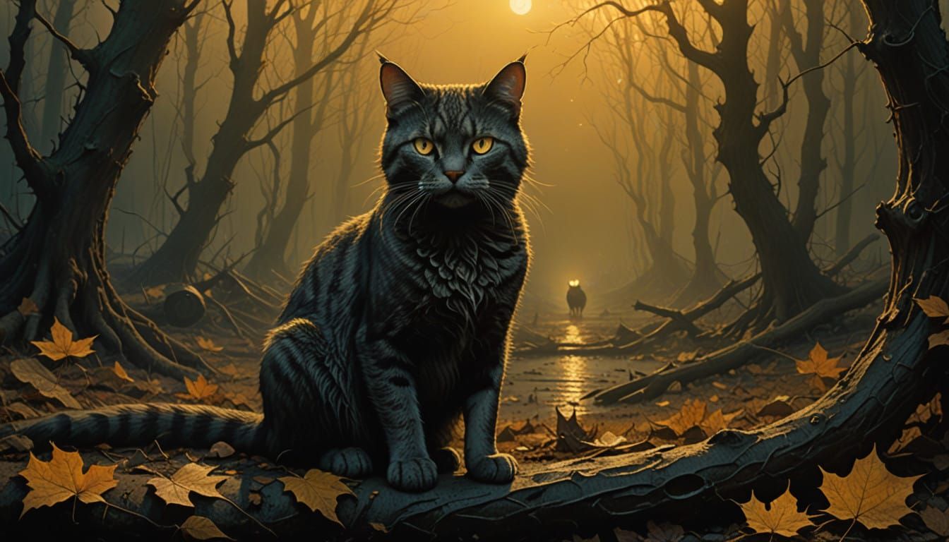 Dark Tabby Cat Embracing the Weight of Dark Lordship