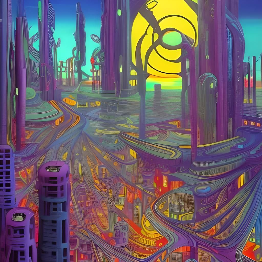 Futuristic Fashion City: A Digital Pop Art Creation