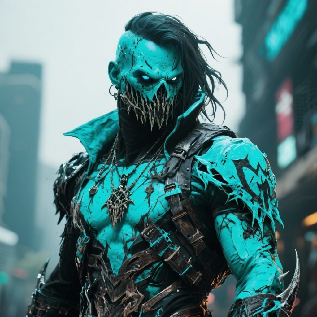 Dark Fantasy Landscape in Turquoise