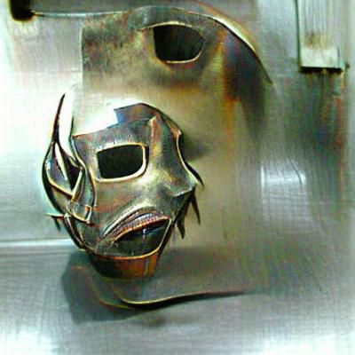 Intricate Metal Mask Close-Up