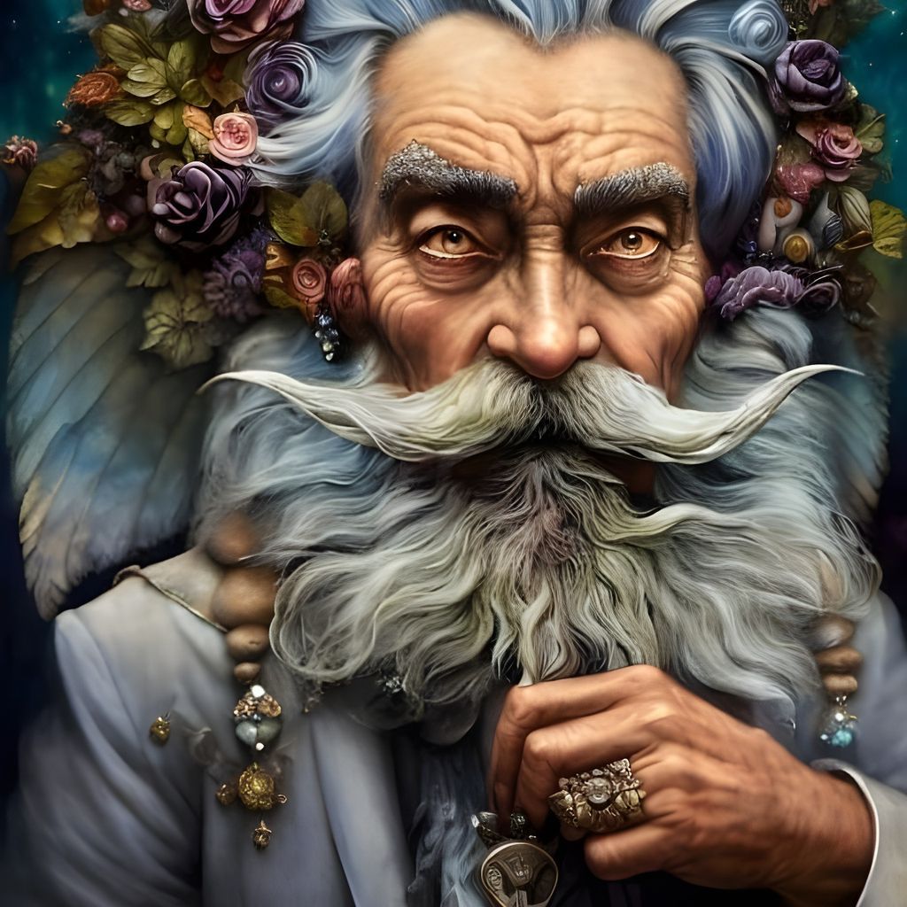 Fantasy Fairy Portrait with Elaborate Mustache