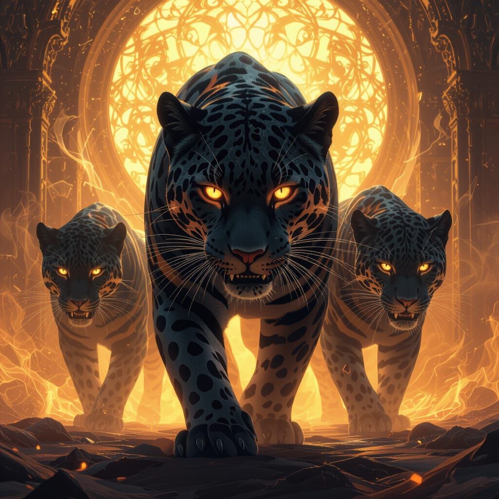 Ethereal Jaguars in Dark Fantasy Realm