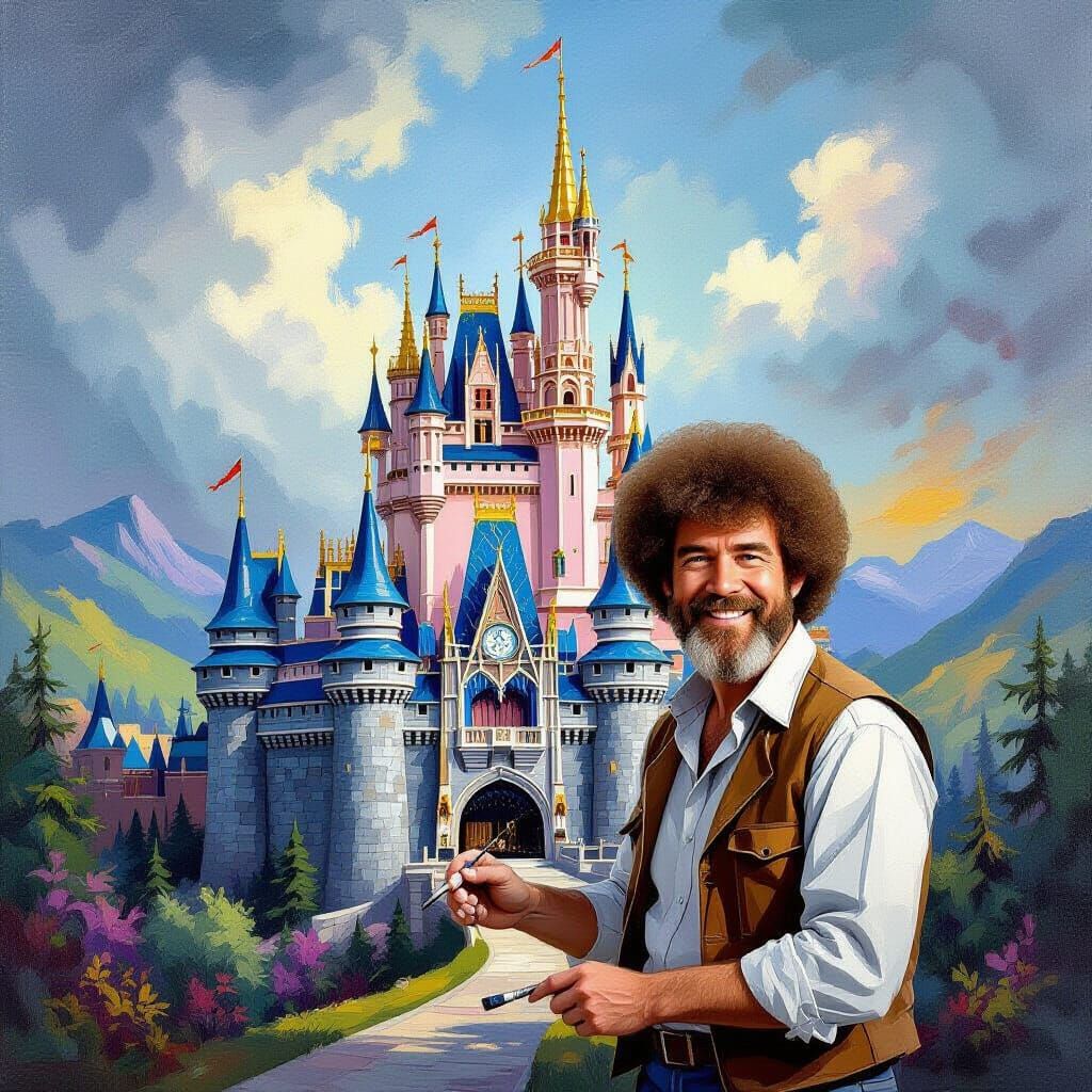Majestic Castle Painting in Bob Ross Style