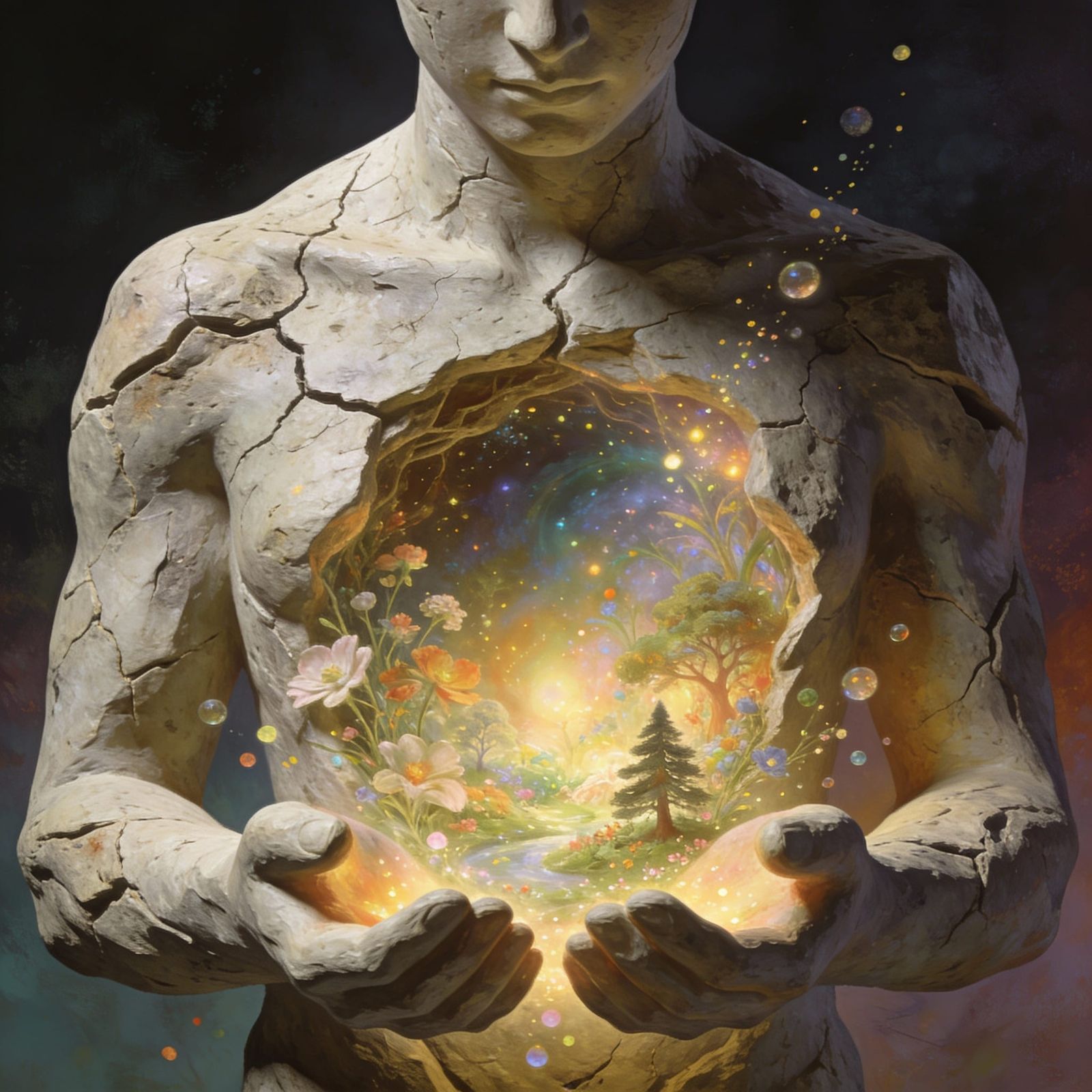 Stone Figure Reveals Inner Universe of Nature and Light