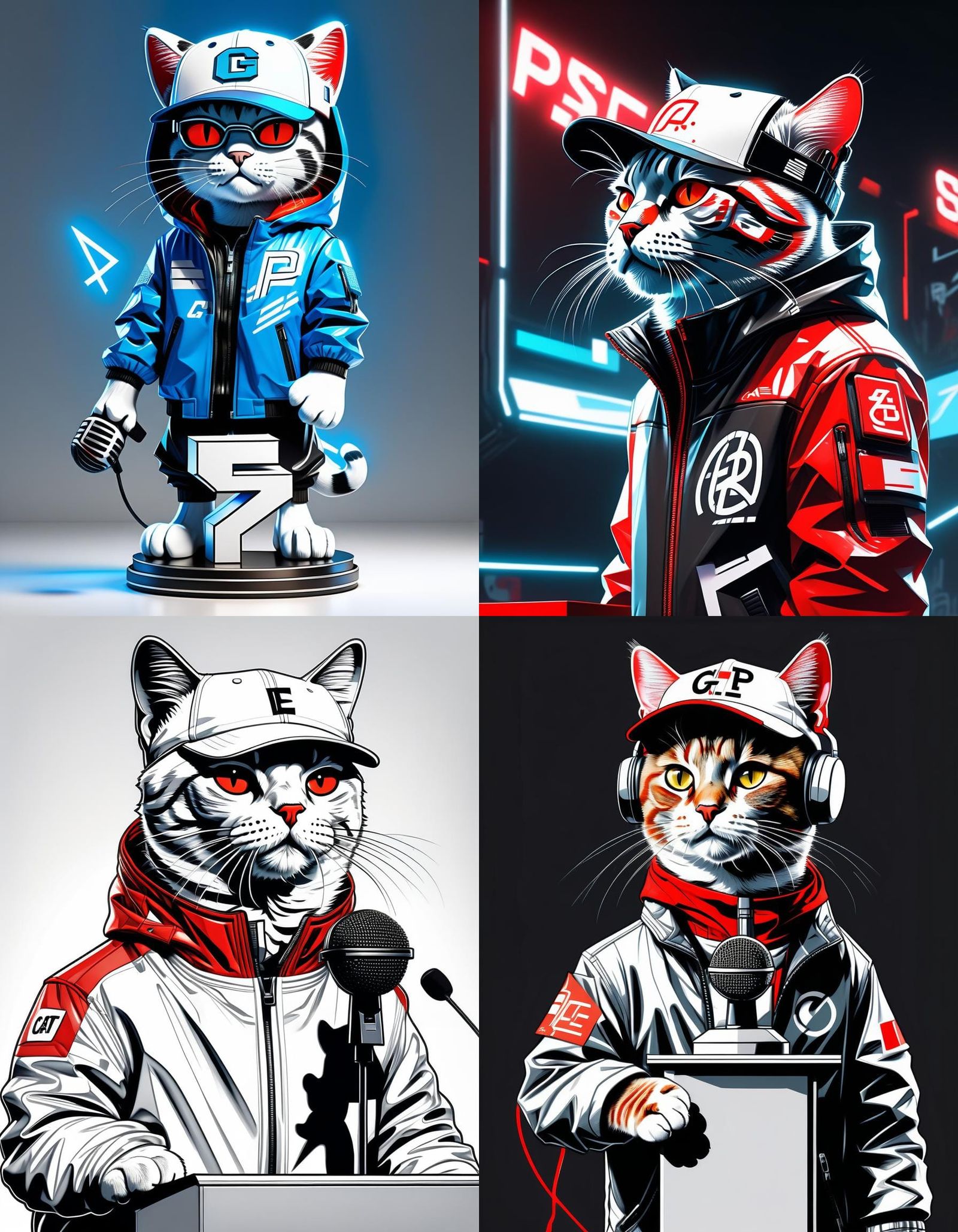 Cat Speaker in Futuristic Comic Style