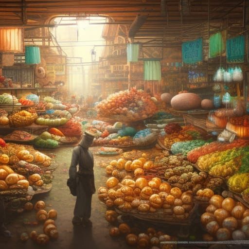 Hyperdetailed Market Scene with Eggs in Unreal Engine