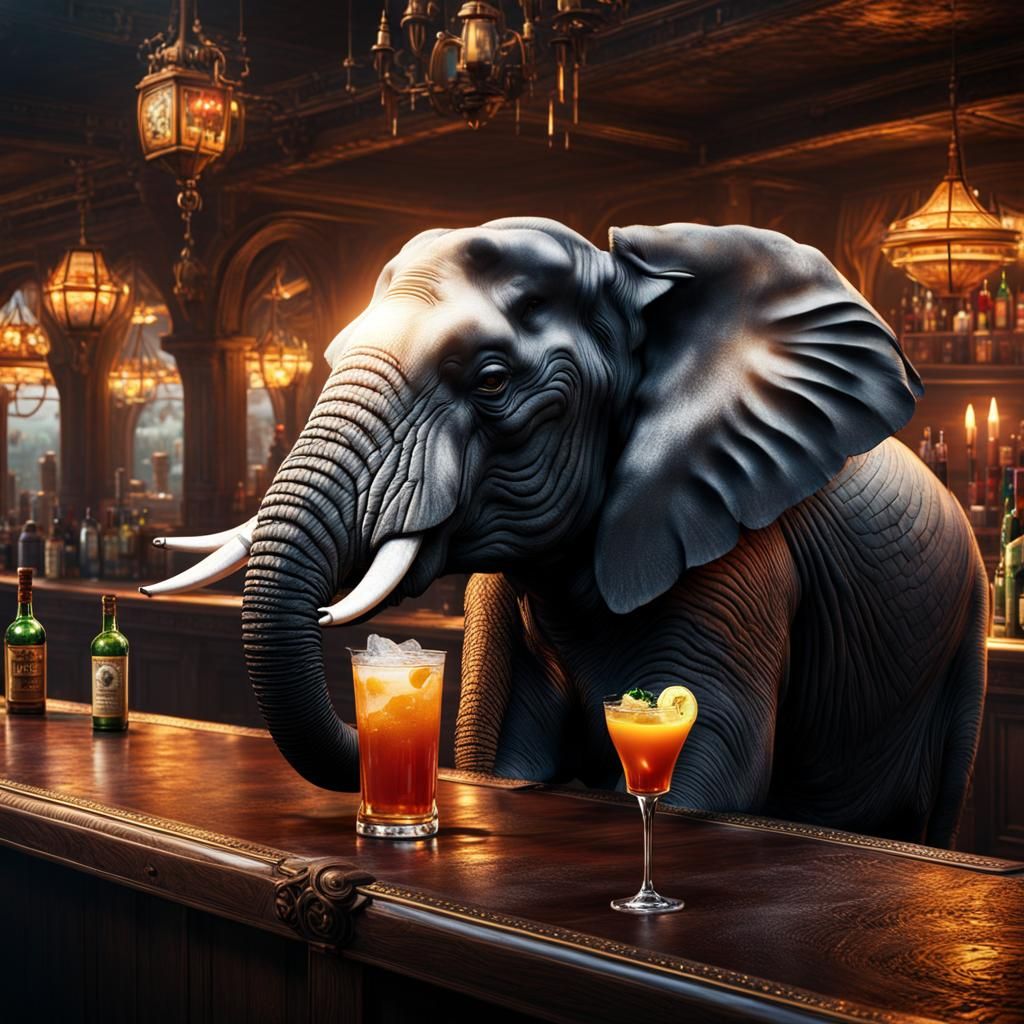 Elephant at a Bar: Fantastical Concept Art