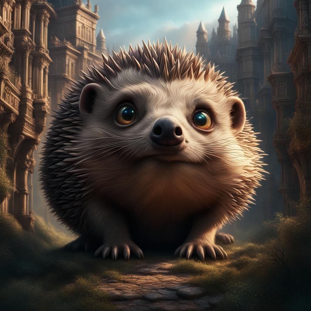 Cute Hedgehog with Big Eyes: Digital Matte Painting