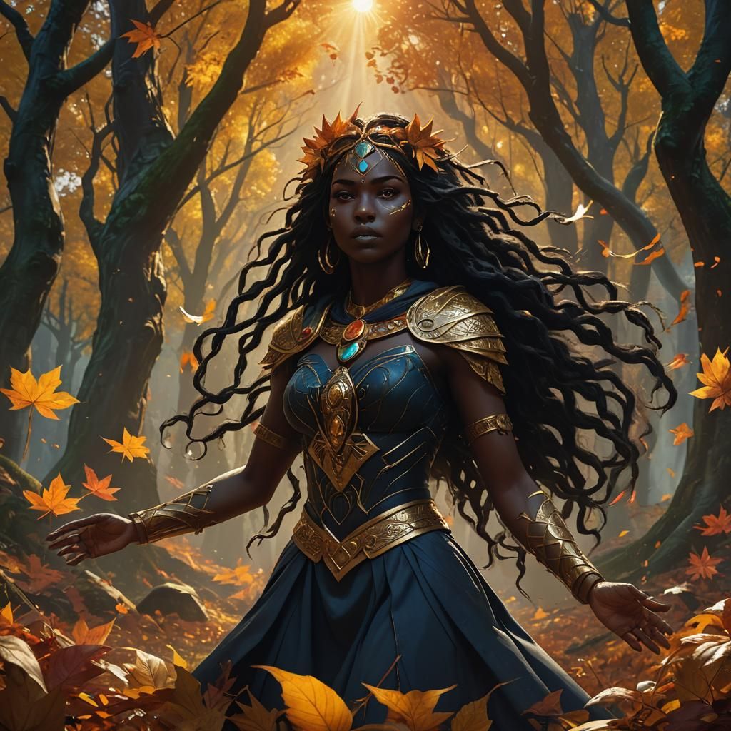 Goddess Kali in Autumnal Forest: Digital Matte Painting