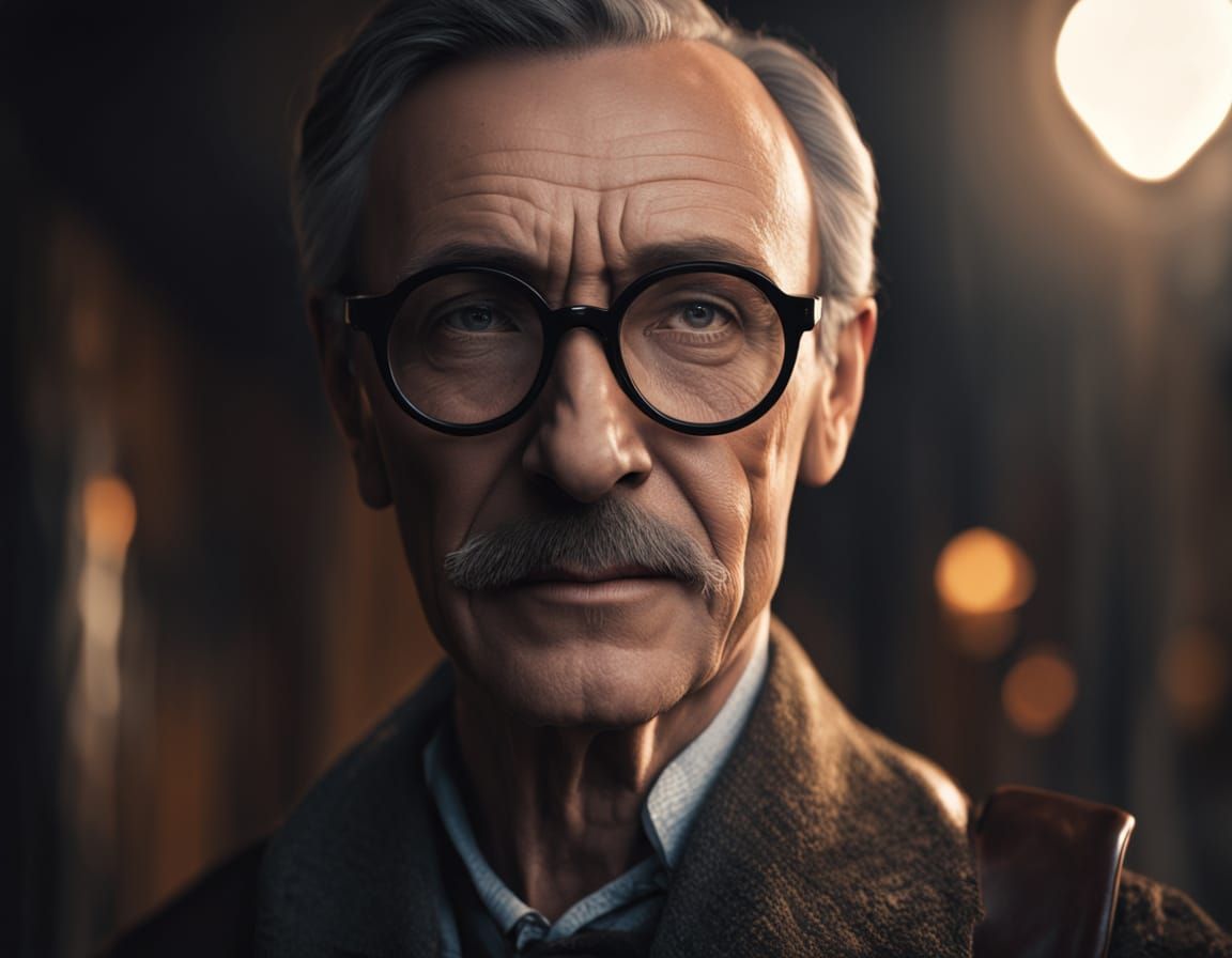 Sherlock Holmes in Modern Era: Intense Portrait in High-Cont...