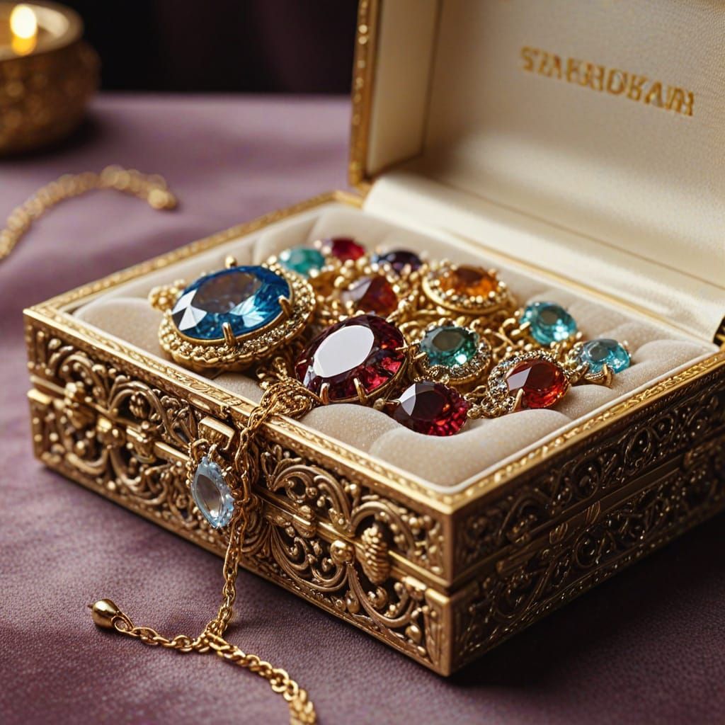 Luxurious Still Life of Crystal Gem Jewellery