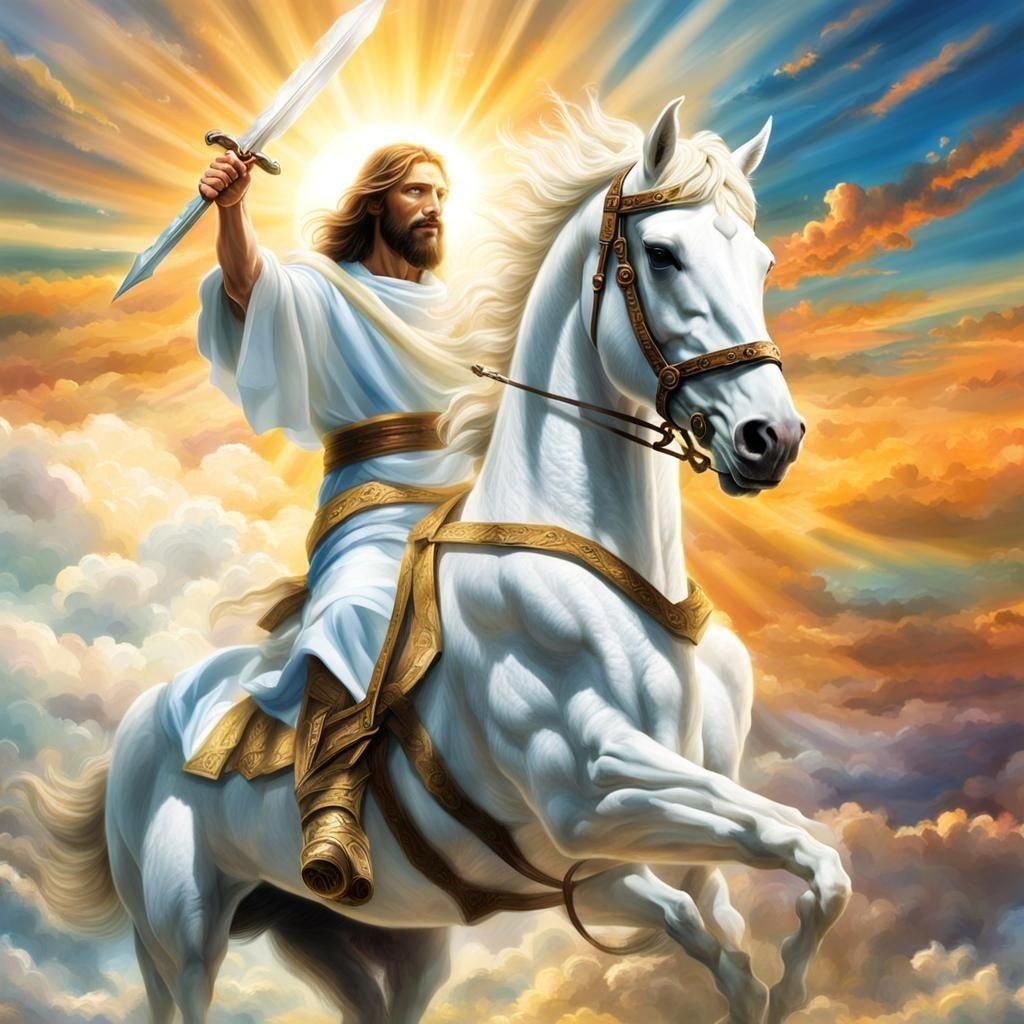 Jesus on White Horse in Divine Light