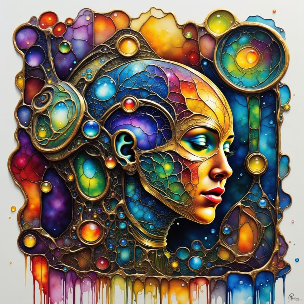 Modern Device Mimics Broken Artifact in Alcohol Ink Style