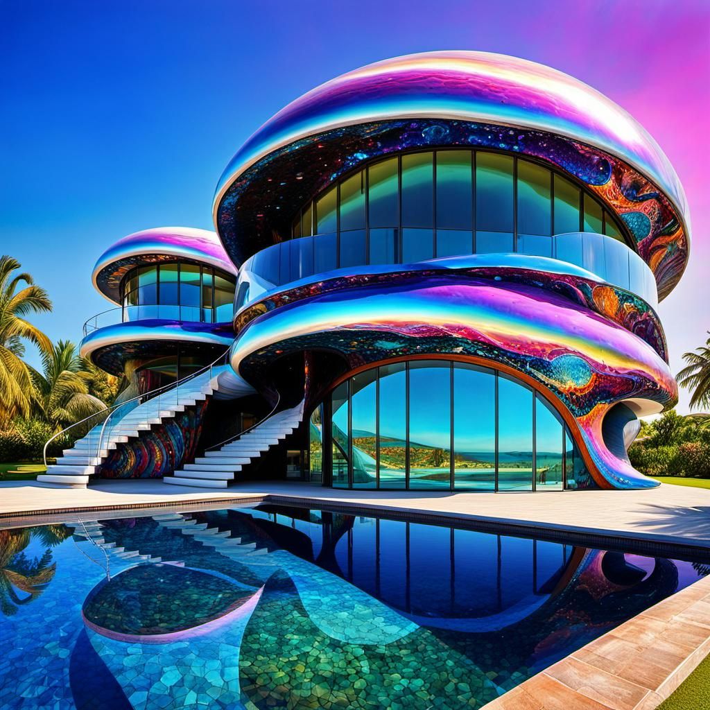 Futuristic Snail House in India: Psychedelic Millefiori Art