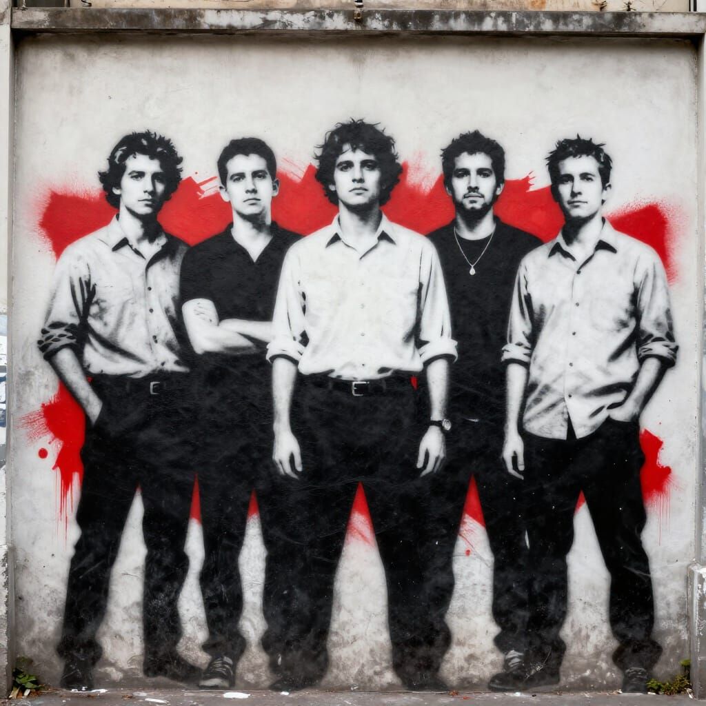 Hall of Fame with Iconic Figures in Stencil Graffiti Style