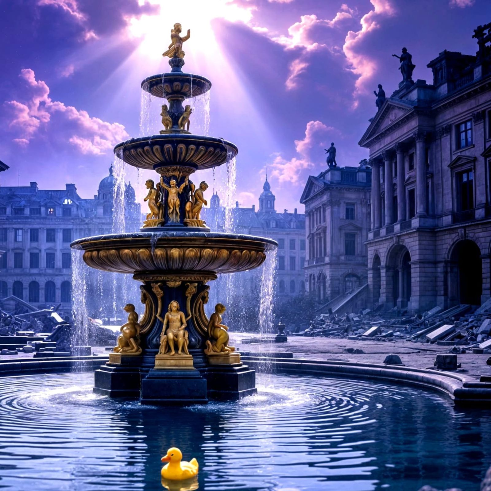 Baroque Fountain Survives Nuclear Winter, Cinematic Still