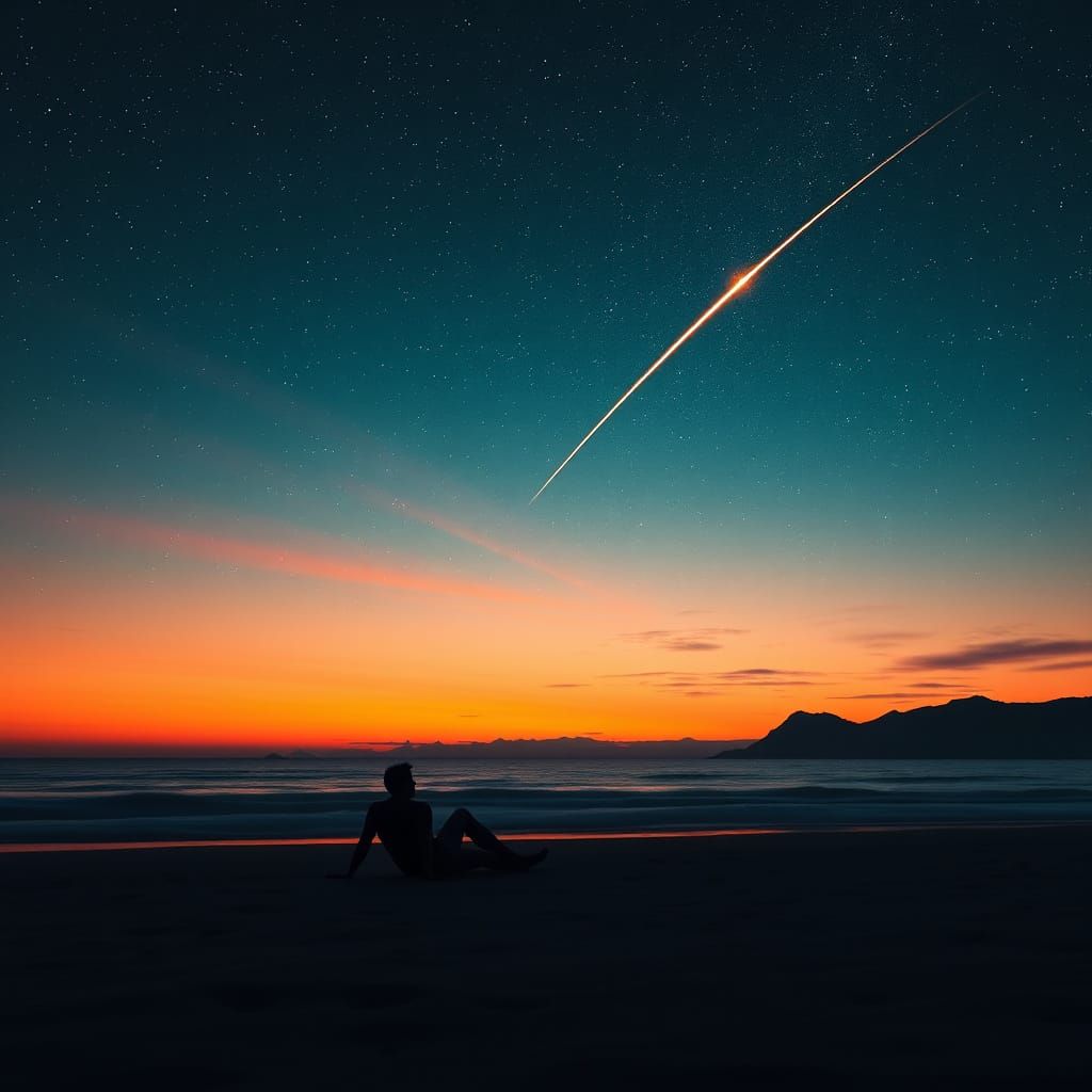 Serene Beachscape Under Starry Skies