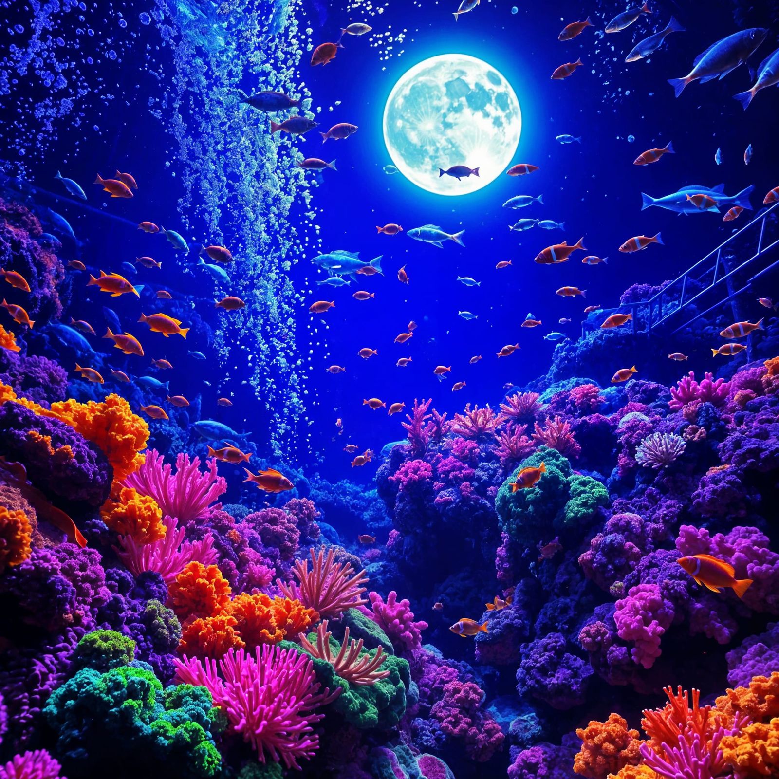 Coral Reef Disco Nightclub in Neon Lights