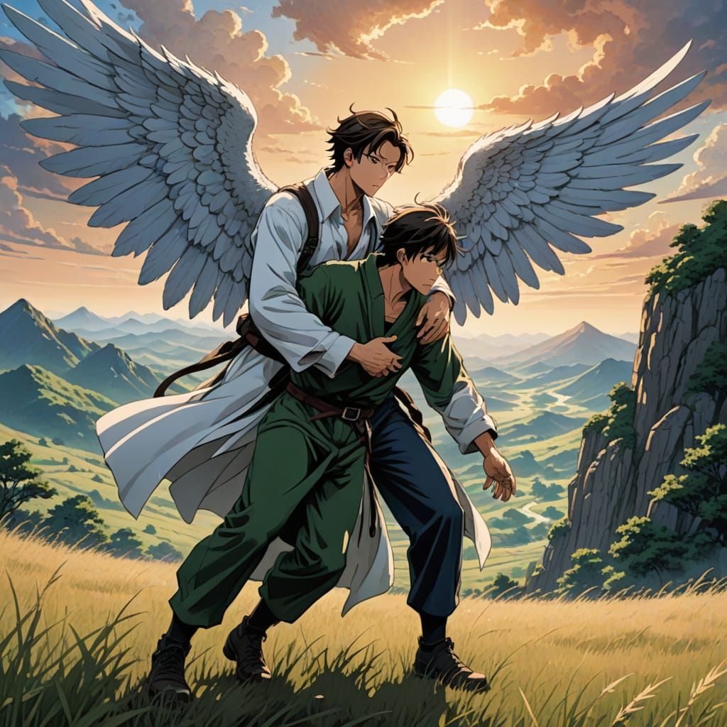Jacob Wrestles Angel at Sunrise: Anime Style