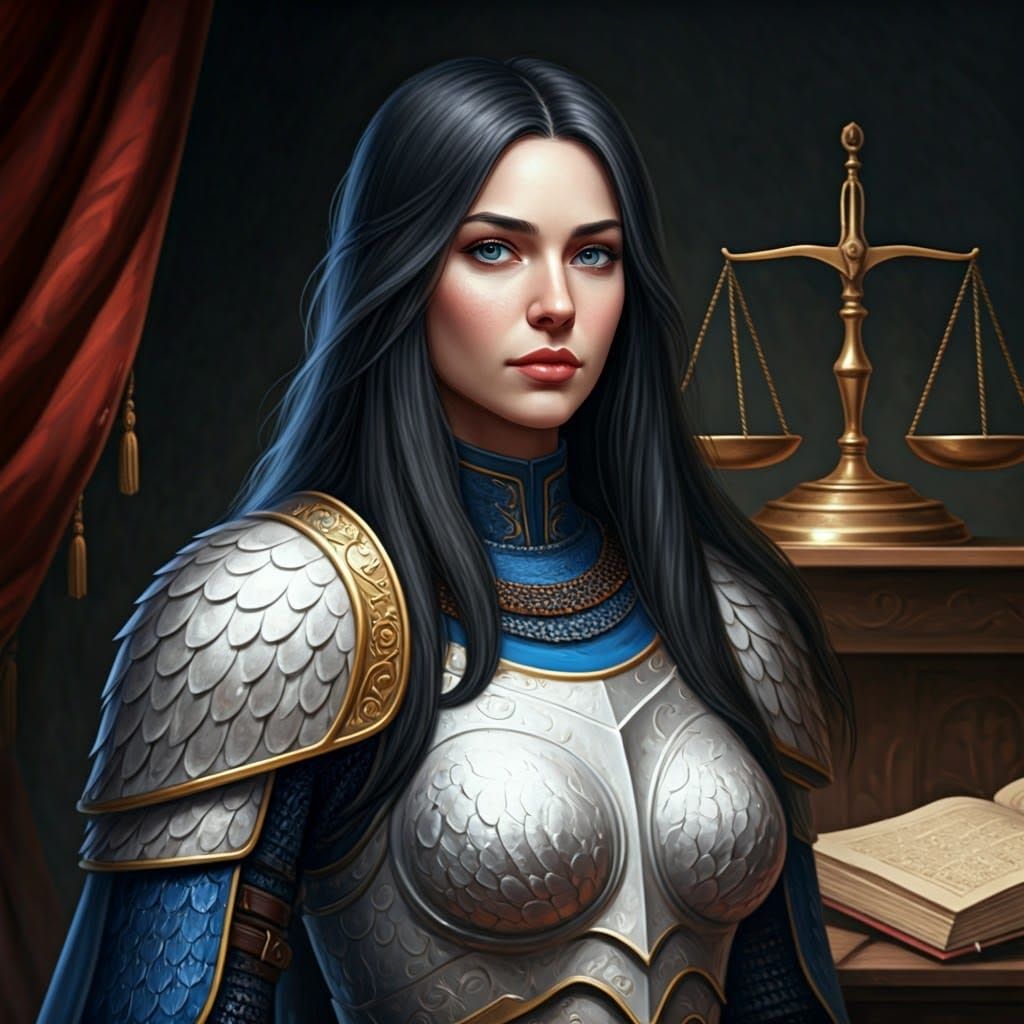 Elegant Warrior in Medieval Armor with Scales