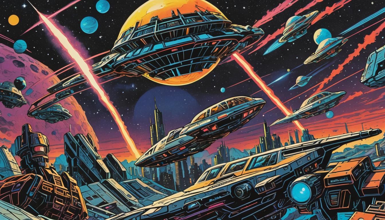 Retro Comic Book UFO Magazine in Astro Futurism