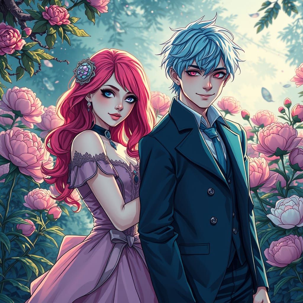 Gothic Romance in Black and White Line Art