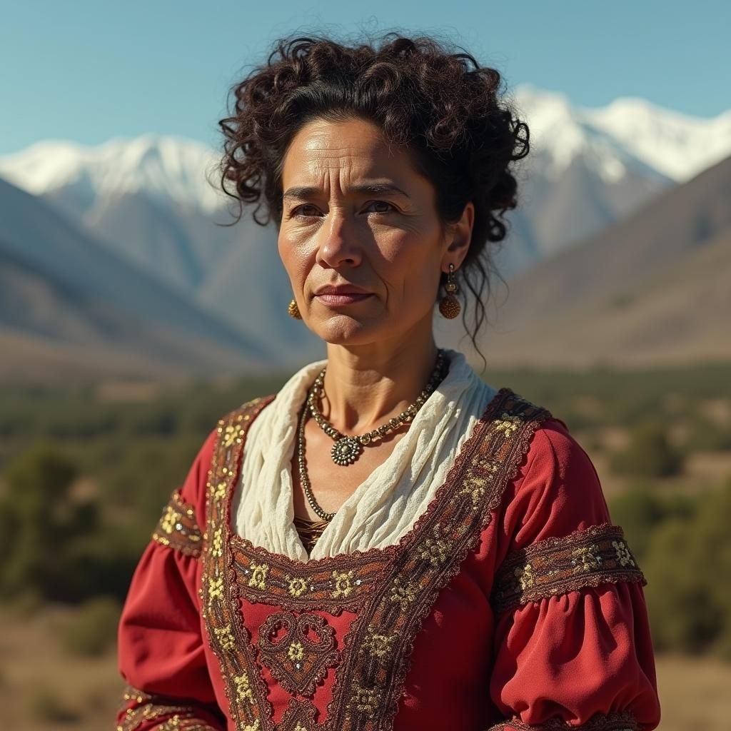 Chilean Woman in Andes, Duotone Portrait