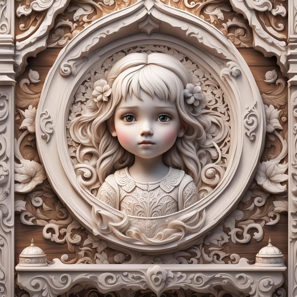 Fairytale Wood Carving of Little Girl