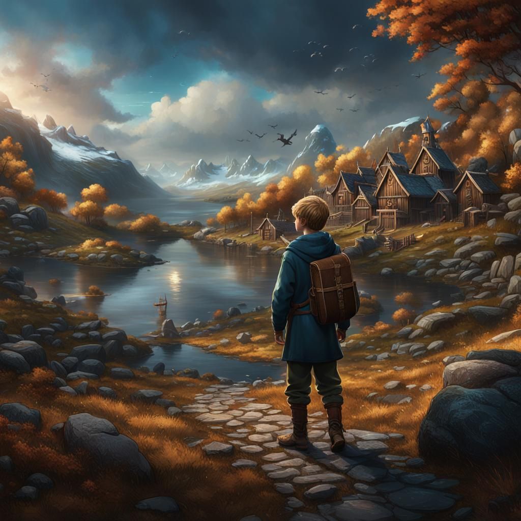 Norwegian Boy in Detailed Matte Painting