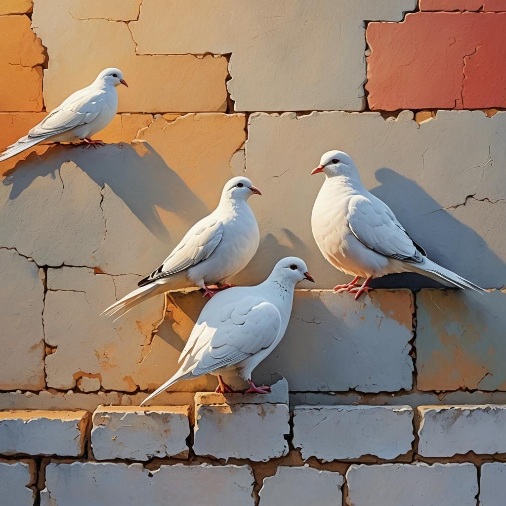 Mouse and Dove Chatting at Sunrise: Paint Effect
