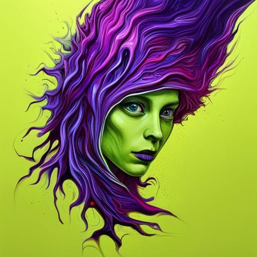 Neon Purple Alien Tech in Mixed Media Style