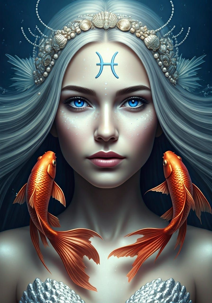 Enchanting Mermaid in a Celestial Circle