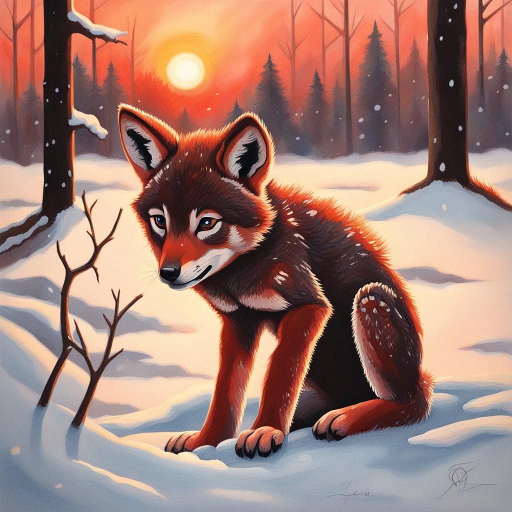 frOzen red wOlf cub