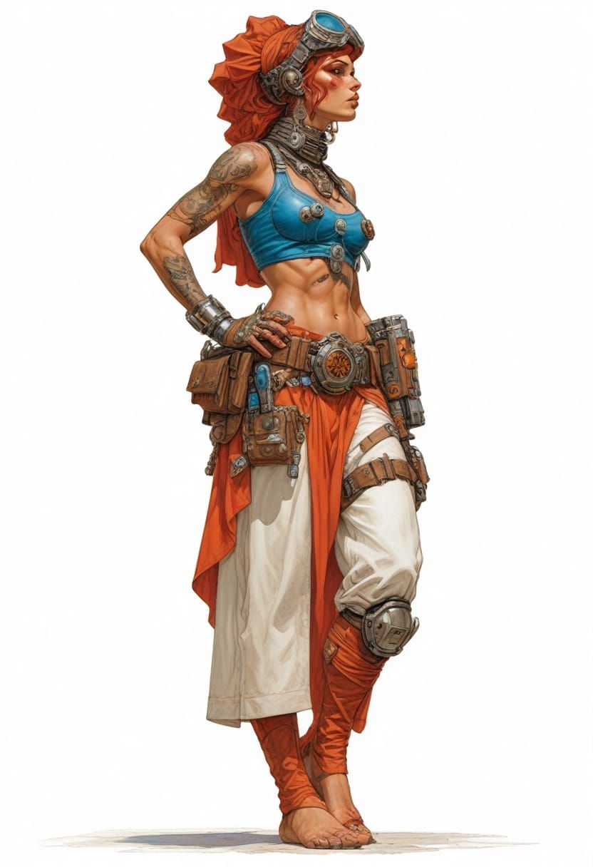 Tattooed Sci-Fi Hedonist in Heroic Fantasy Style