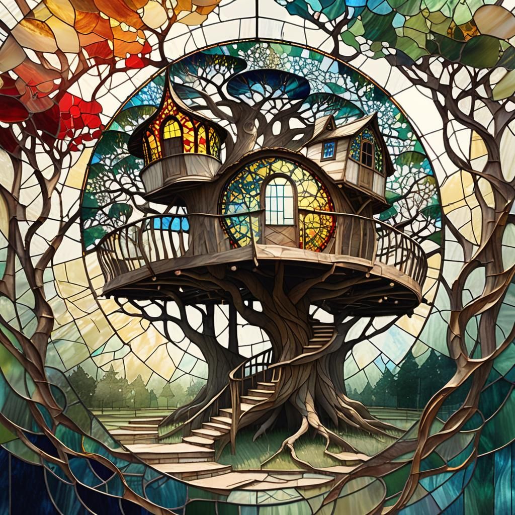 Stained Glass TREE HOUSE