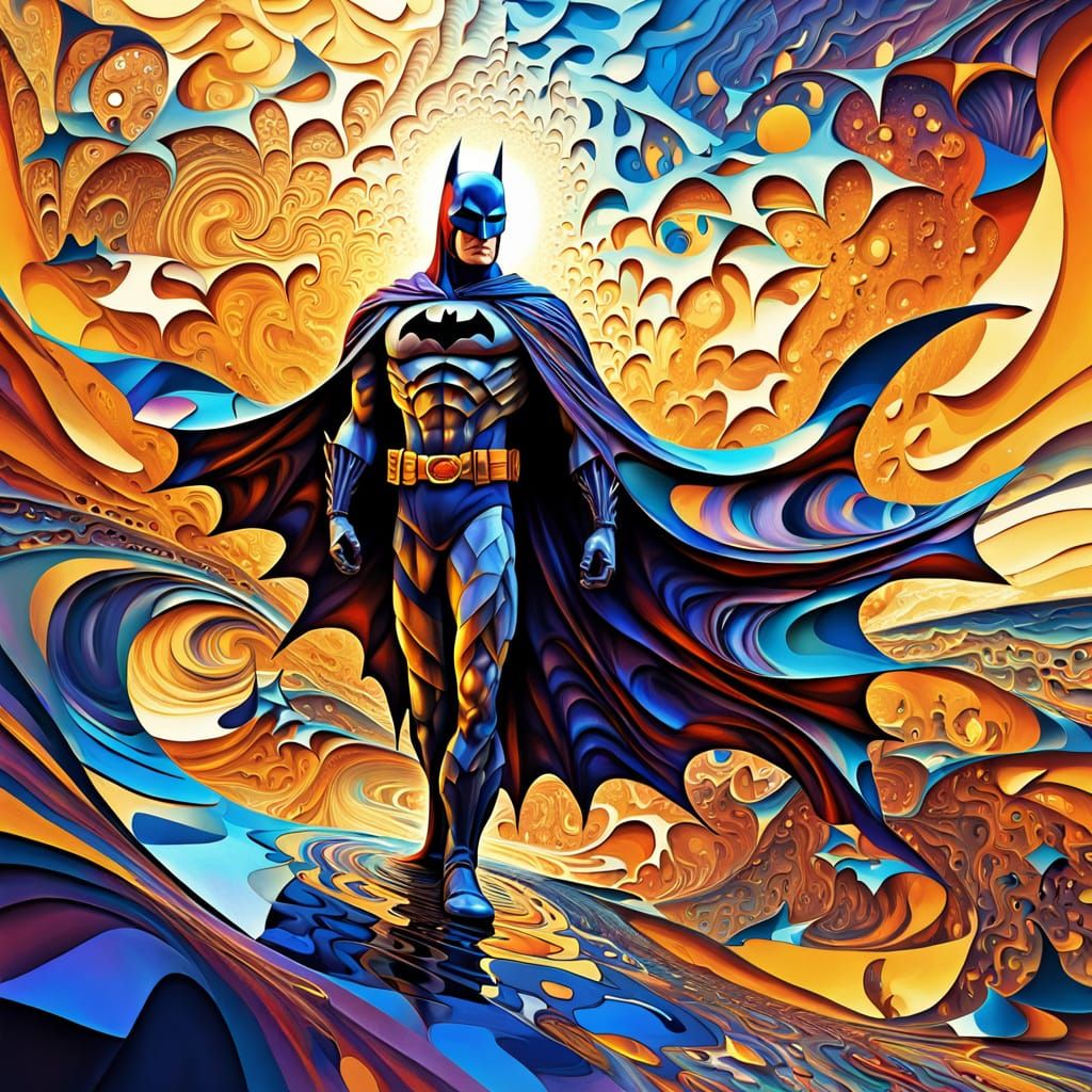 Melting Batman: A Surreal Cubist Dreamscape