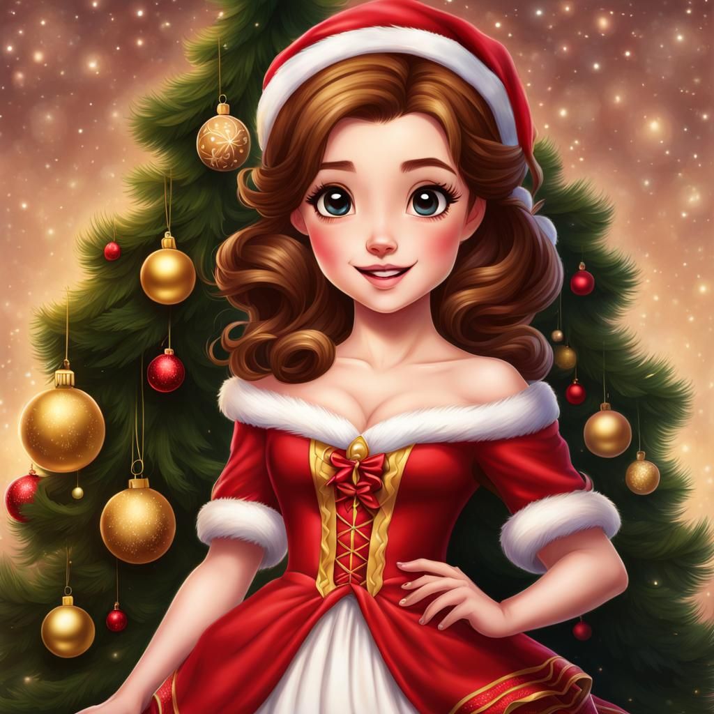 Hyperrealistic Christmas Chibi Belle Full Body