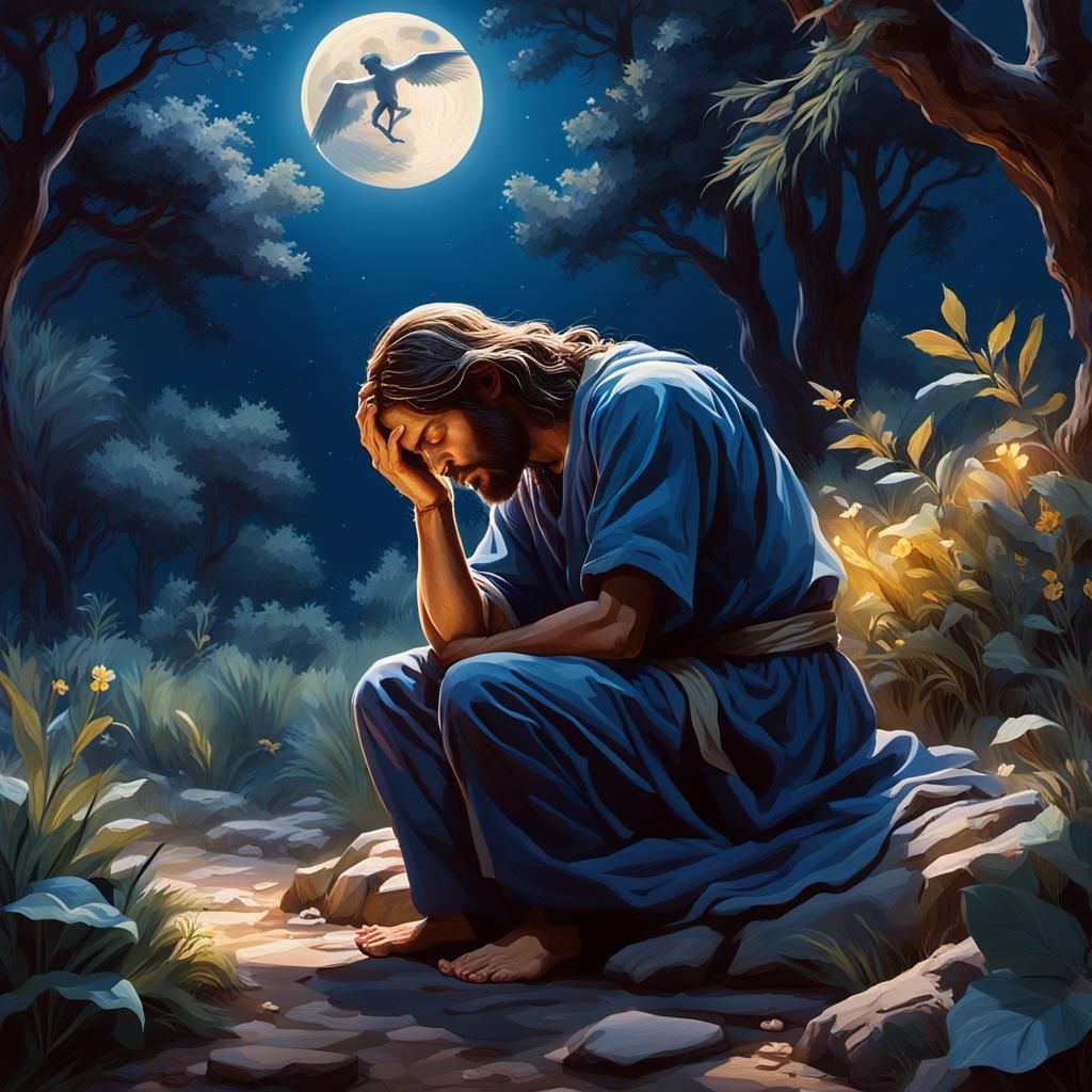 Jesus Praying in Gethsemane: Hyper-Realistic Concept Art