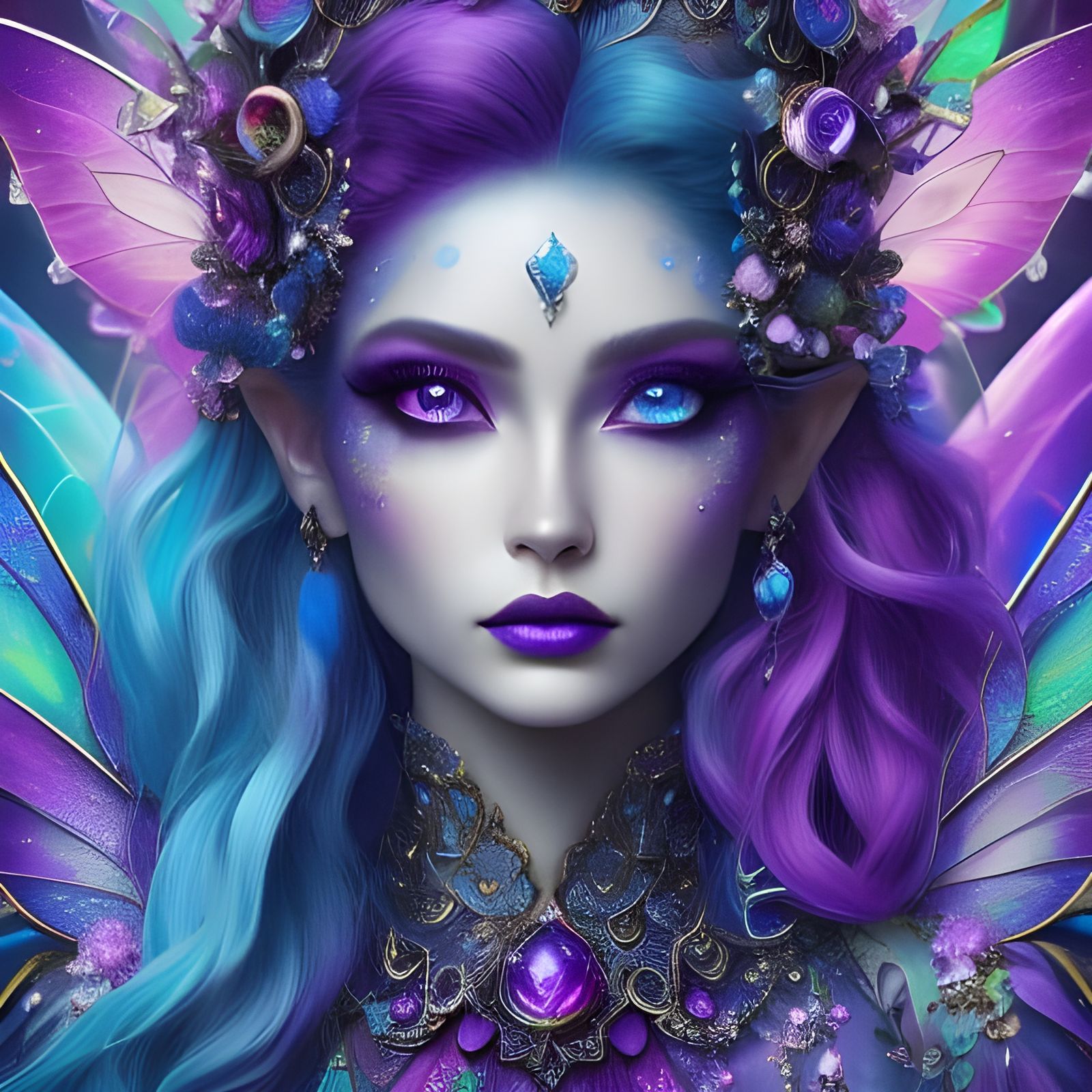 Fairy Queen Portrait with Heterochromia Eyes