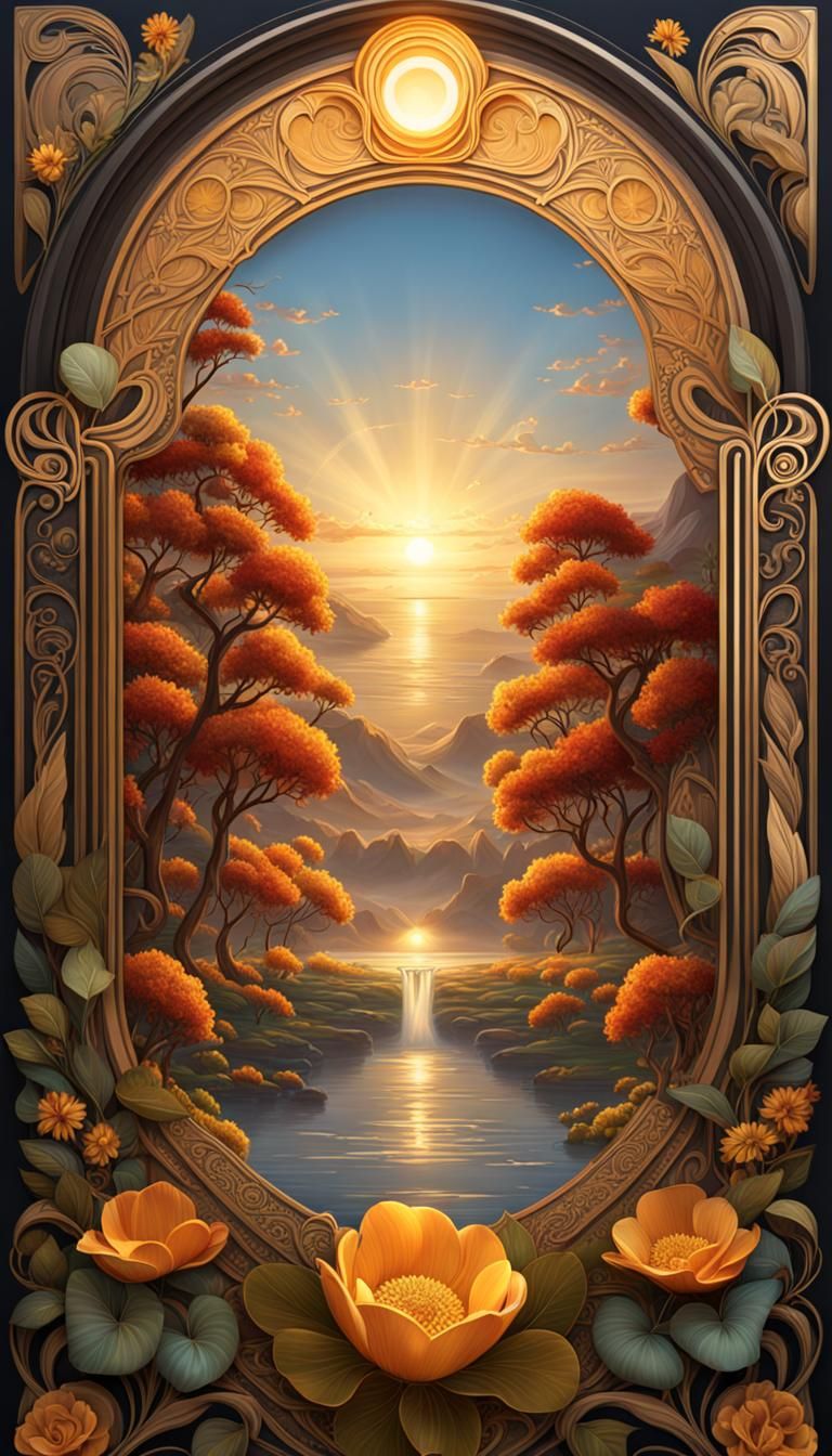 Art Nouveau Symbols of Gratitude in 8k