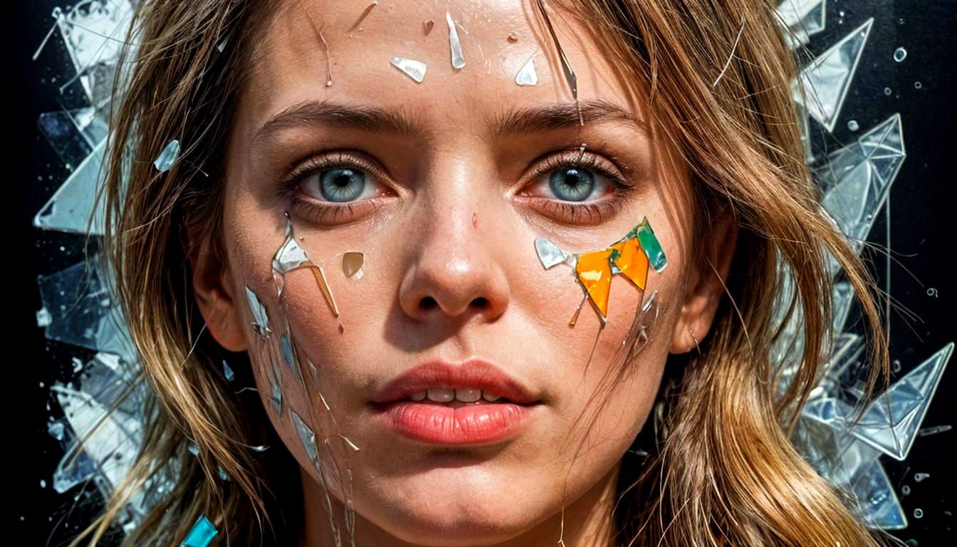 Shattered Emotions: A Hyperrealistic Portrait in Glitch Art ...