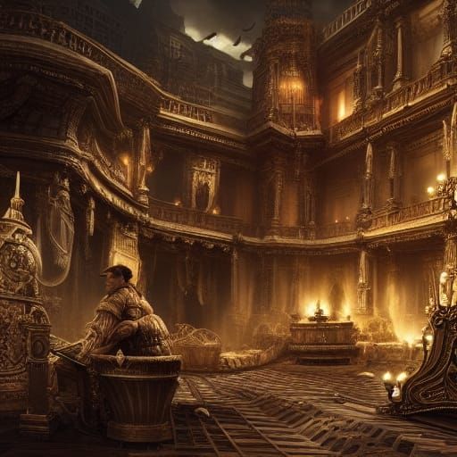 Epic Cinematic Painting of Greed Concept